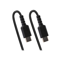 Produktbild för StarTech 50 cm USB C-laddningskabel, kraftig USB-C-spiralkabel för snabb laddning och synkronisering, USB 2.0 Type-C-kabel, robust aramidfiber, slitstark hane till hane USB-kabel, svart - USB typ C-kabel - USB-C till USB-C - 50 cm