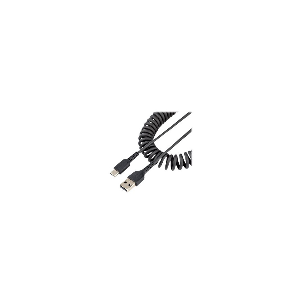 Produktbild för StarTech 50 cm USB-A till C-laddningskabel, kraftig spiralkabel för snabb laddning och synkronisering, USB 2.0 A till USB Type-C-kabel av hög kvalitet, robust aramidfiber, slitstark hane till hane USB-kabel - USB typ C-kabel - USB till USB-C - 50 cm
