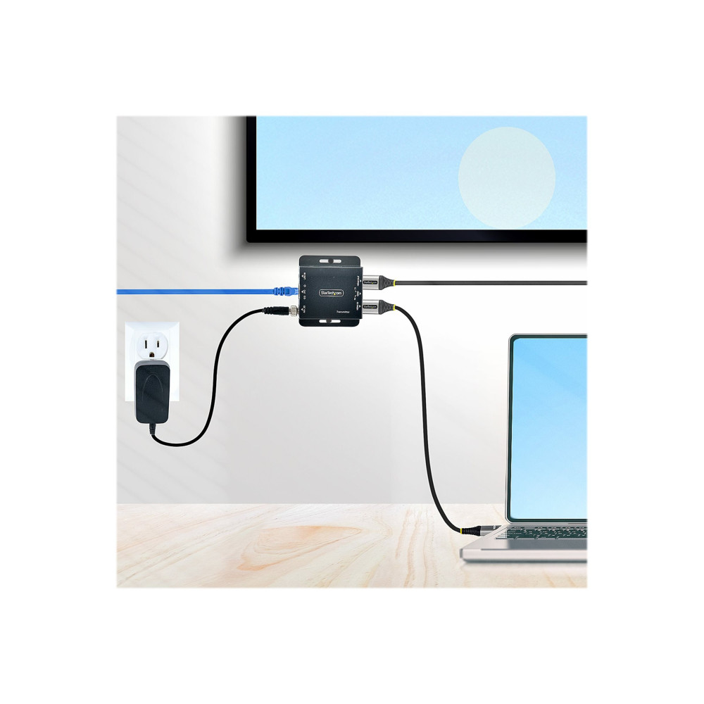 Produktbild för StarTech.com HDMI Extender over CAT6/CAT5, 4K 30Hz/130ft (40m) or 1080p 60Hz/230ft (70m) Video Extender, 4K HDMI over Ethernet Extender, PoC HDMI Transmitter and Receiver Kit, IR Extension - Local Video Output - förlängd räckvidd för audio/video - HDMI
