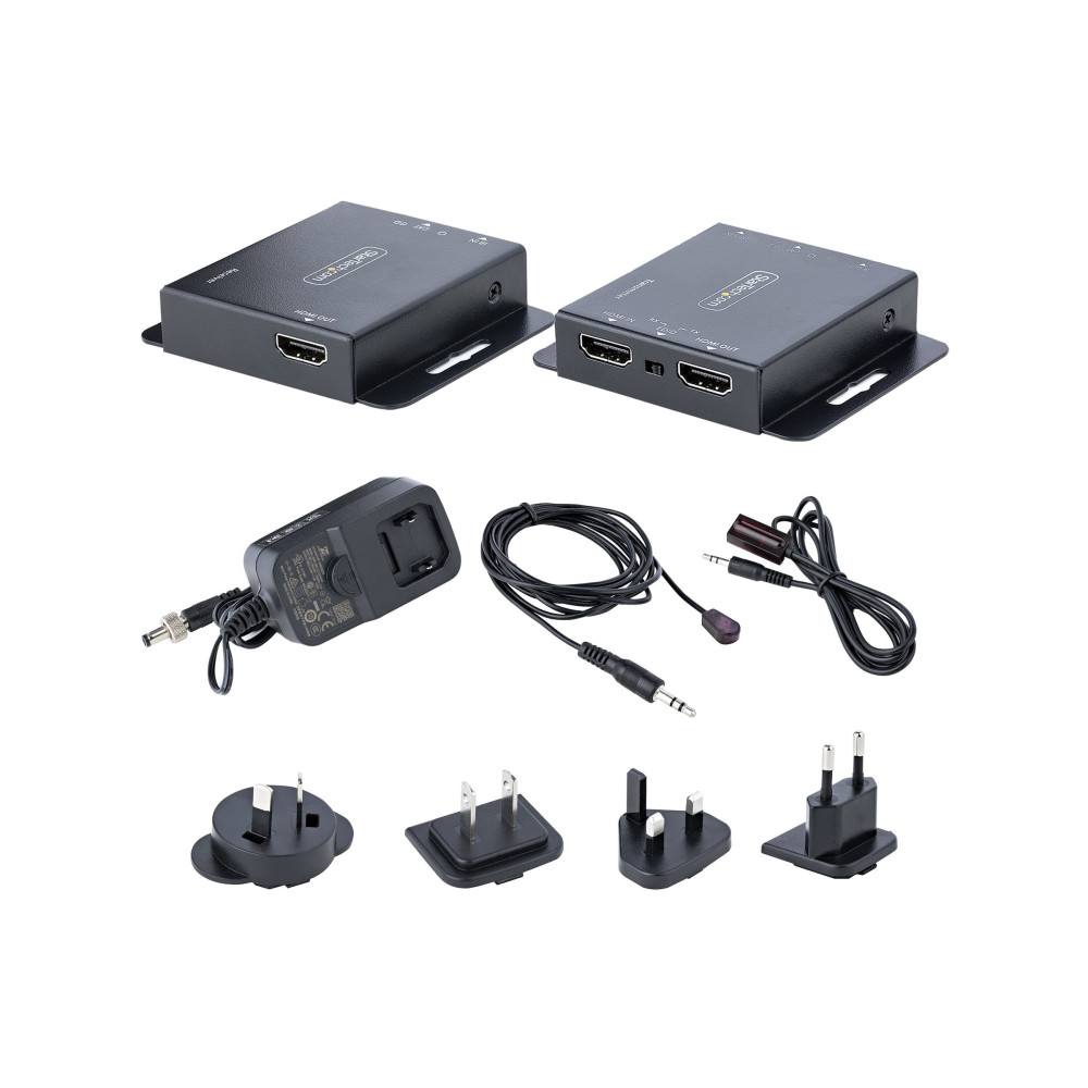Produktbild för StarTech.com HDMI Extender over CAT6/CAT5, 4K 30Hz/130ft (40m) or 1080p 60Hz/230ft (70m) Video Extender, 4K HDMI over Ethernet Extender, PoC HDMI Transmitter and Receiver Kit, IR Extension - Local Video Output - förlängd räckvidd för audio/video - HDMI