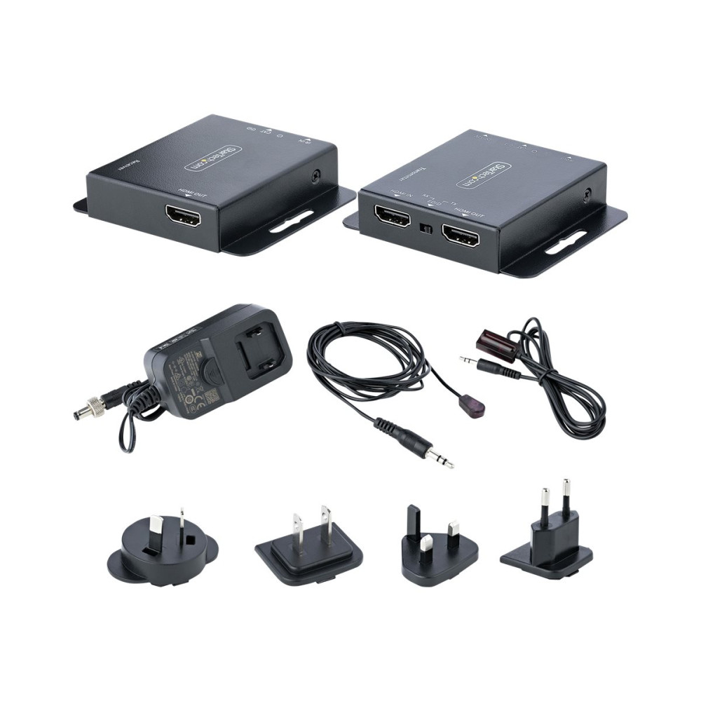 Produktbild för StarTech.com HDMI Extender over CAT6/CAT5, 4K 30Hz/130ft (40m) or 1080p 60Hz/230ft (70m) Video Extender, 4K HDMI over Ethernet Extender, PoC HDMI Transmitter and Receiver Kit, IR Extension - Local Video Output - förlängd räckvidd för audio/video - HDMI