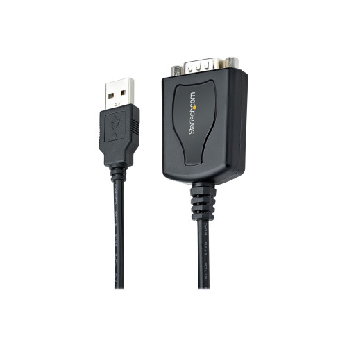 StarTech.com Startech 3ft (1m) USB to Serial Cable with COM Port Retention, DB9 Male RS232 to USB Converter, Straight Through USB to Serial Adapter for PLC/Printer/Scanner - Prolific IC, Automatic Handshake, Windows/Mac OS - seriell adapter - USB - RS-232