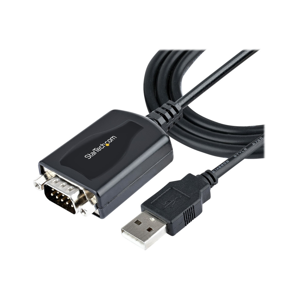 Produktbild för Startech 3ft (1m) USB to Serial Cable with COM Port Retention, DB9 Male RS232 to USB Converter, Straight Through USB to Serial Adapter for PLC/Printer/Scanner - Prolific IC, Automatic Handshake, Windows/Mac OS - seriell adapter - USB - RS-232