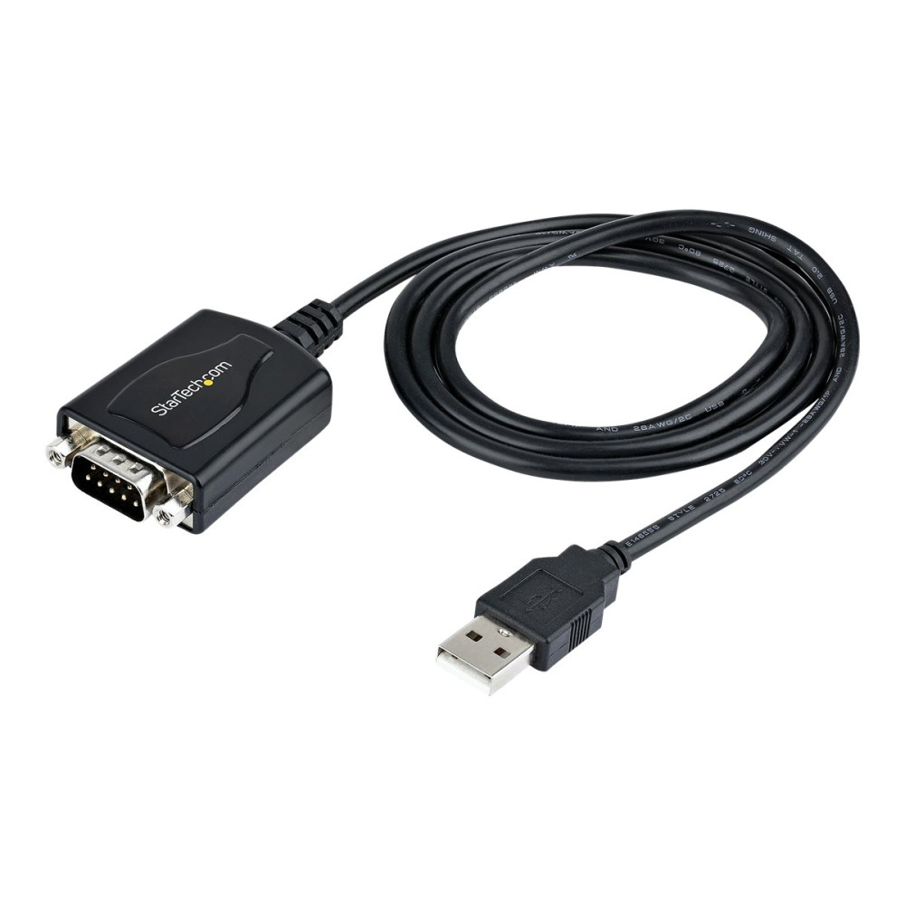 Produktbild för Startech 3ft (1m) USB to Serial Cable with COM Port Retention, DB9 Male RS232 to USB Converter, Straight Through USB to Serial Adapter for PLC/Printer/Scanner - Prolific IC, Automatic Handshake, Windows/Mac OS - seriell adapter - USB - RS-232