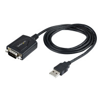 Produktbild för Startech 3ft (1m) USB to Serial Cable with COM Port Retention, DB9 Male RS232 to USB Converter, Straight Through USB to Serial Adapter for PLC/Printer/Scanner - Prolific IC, Automatic Handshake, Windows/Mac OS - seriell adapter - USB - RS-232