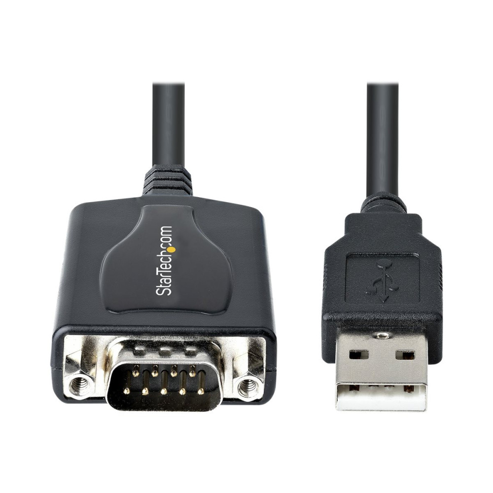 Produktbild för Startech 3ft (1m) USB to Serial Cable with COM Port Retention, DB9 Male RS232 to USB Converter, Straight Through USB to Serial Adapter for PLC/Printer/Scanner - Prolific IC, Automatic Handshake, Windows/Mac OS - seriell adapter - USB - RS-232