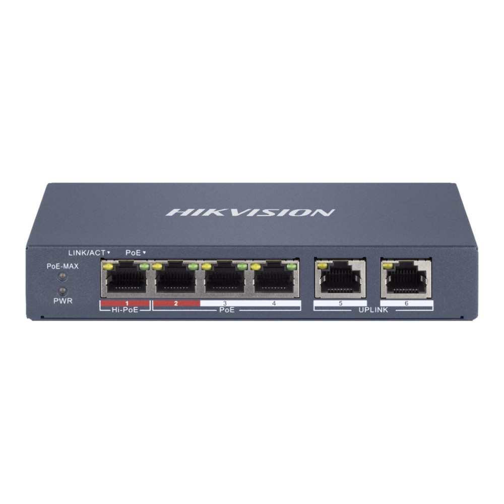 Produktbild för Hikvision DS-3E1106HP-EI - switch - 4 portar - smart