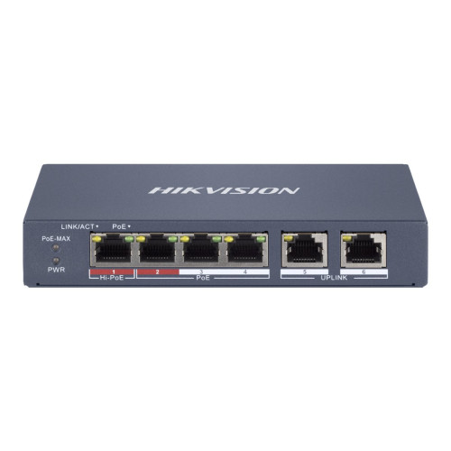 Hikvision Digital Technology Hikvision DS-3E1106HP-EI - switch - 4 portar - smart