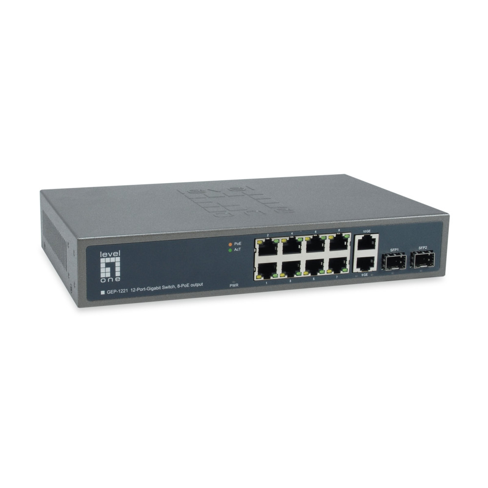 Produktbild för LevelOne GEP-1221 - switch - 12 portar - ohanterad - rackmonterbar