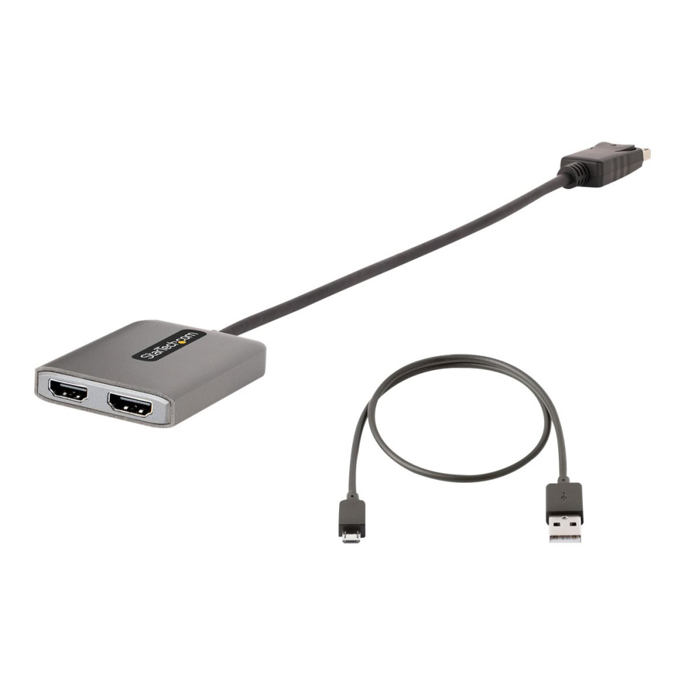 Produktbild för Startech DP to Dual HDMI MST HUB, Dual HDMI 4K 60Hz, DisplayPort Multi Monitor Adapter with 1ft (30cm) Cable, DP 1.4 Multi Stream Transport Hub, DSC | HBR3, DP to 2x HDMI Ports - DP to HDMI Splitter (MST14DP122HD) - videokort - DisplayPort / HDMI