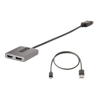 Produktbild för Startech DP to Dual HDMI MST HUB, Dual HDMI 4K 60Hz, DisplayPort Multi Monitor Adapter with 1ft (30cm) Cable, DP 1.4 Multi Stream Transport Hub, DSC | HBR3, DP to 2x HDMI Ports - DP to HDMI Splitter (MST14DP122HD) - videokort - DisplayPort / HDMI