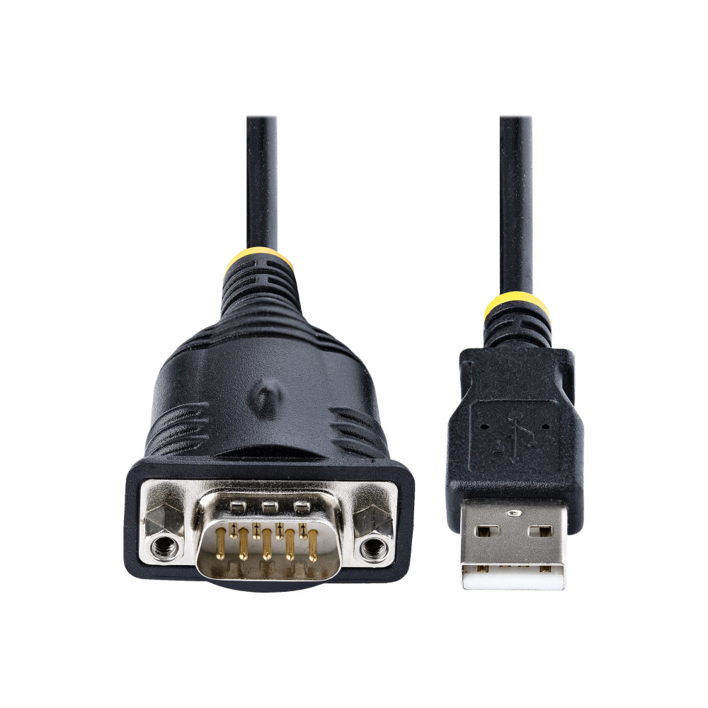 Produktbild för StarTech.com 3ft (1m) USB to Serial Cable, DB9 Male RS232 to USB Converter, USB to Serial Adapter for PLC/Printer/Scanner/Network Switches, USB to COM Port Adapter - Prolific IC, Automatic Handshake, Windows/macOS (1P3FP-USB-SERIAL) - seriell kabel - DB-9