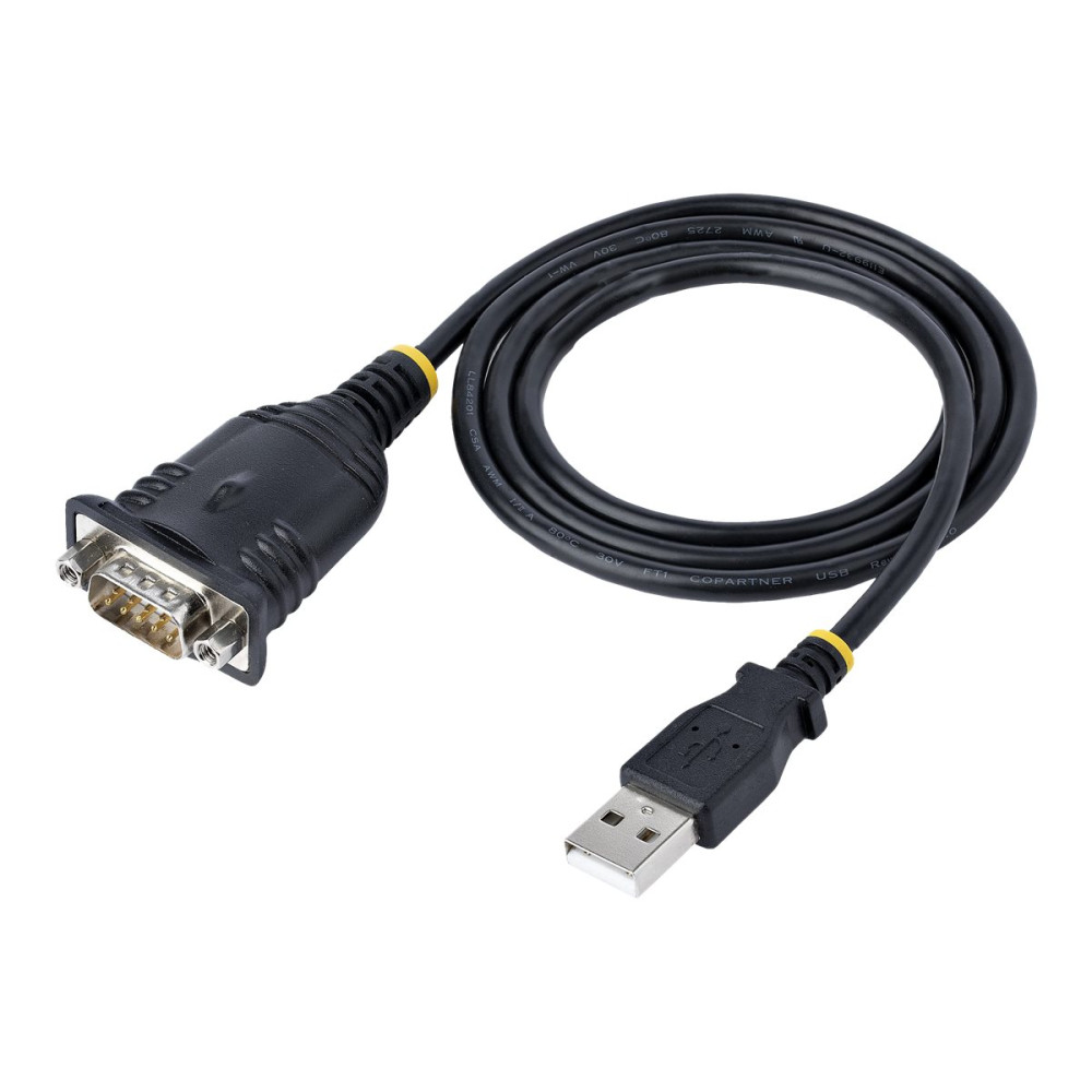 Produktbild för StarTech.com 3ft (1m) USB to Serial Cable, DB9 Male RS232 to USB Converter, USB to Serial Adapter for PLC/Printer/Scanner/Network Switches, USB to COM Port Adapter - Prolific IC, Automatic Handshake, Windows/macOS (1P3FP-USB-SERIAL) - seriell kabel - DB-9