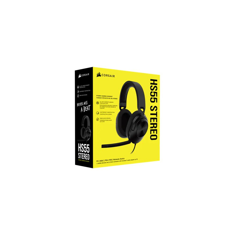 Produktbild för CORSAIR Gaming HS55 STEREO - headset - 3,5 mm kontakt