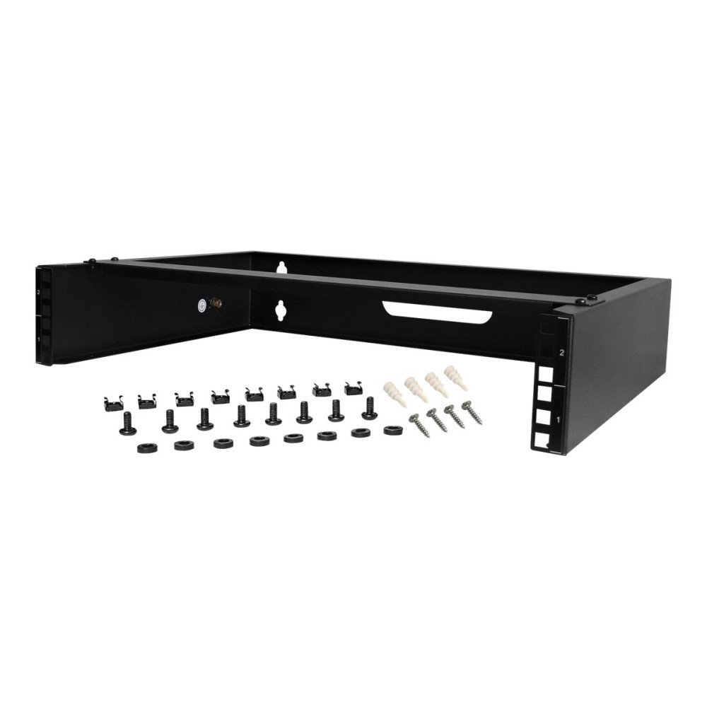 Produktbild för StarTech.com 2U Wall Mount Rack, 19" Wall Mount Network Rack, 14 inch Deep (Low Profile), Wall Mounting Patch Panel Bracket for Network Switches, IT Equipment, 77lb (35kg) Capacity - Network Equipment Rack (RACK-2U-14-BRACKET) - monteringsfäste för nätver