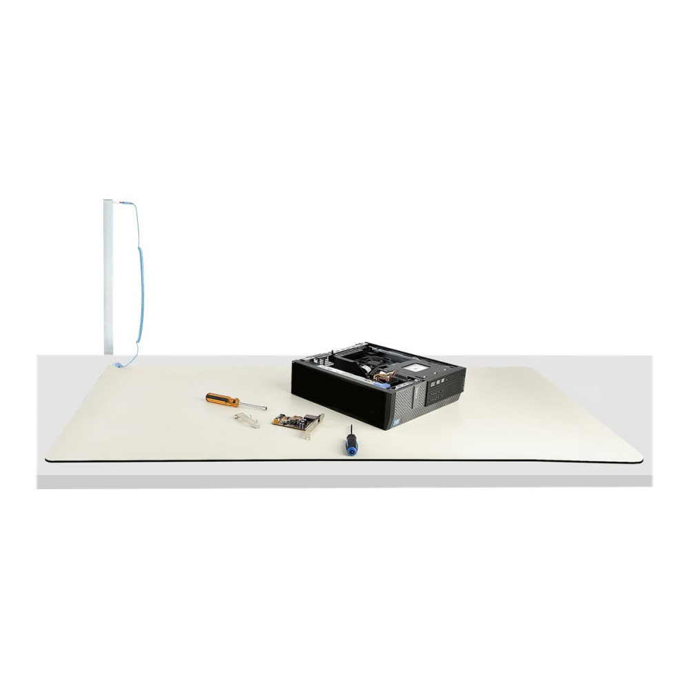 Produktbild för StarTech.com 23x47in Anti Static Mat, ESD Mat for Electronics Repair, Anti Static Desk Mat w/Detachable Grounding Wire, ANSI/ESD S 4.1 Compliant, Flexible Thermoplastic Work Mat/Pad - Suitable for Tables (LG-ANTI-STATIC-MAT) - antistatisk matta - löstagba
