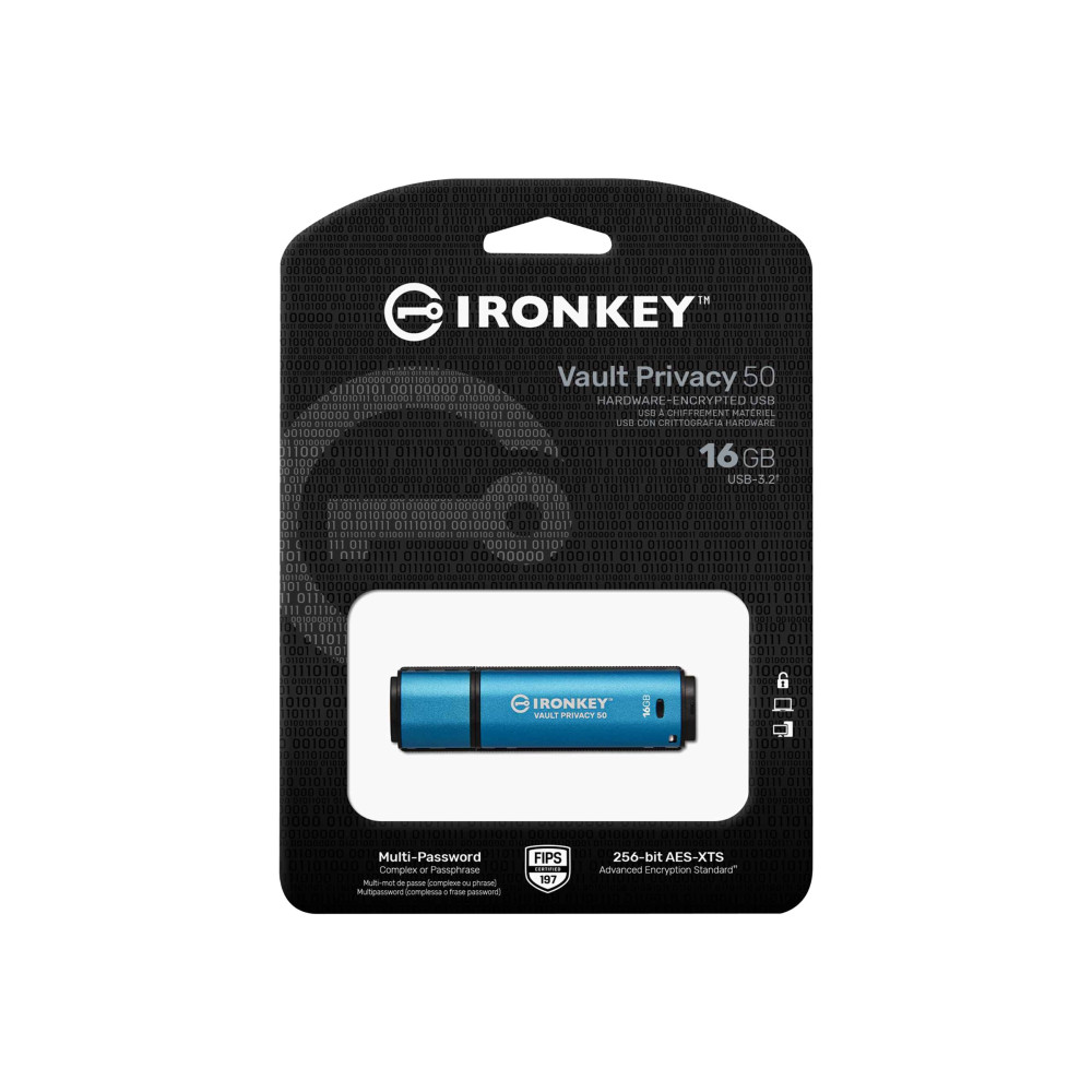 Produktbild för Kingston IronKey Vault Privacy 50 Series - USB flash-enhet - 16 GB - TAA-kompatibel