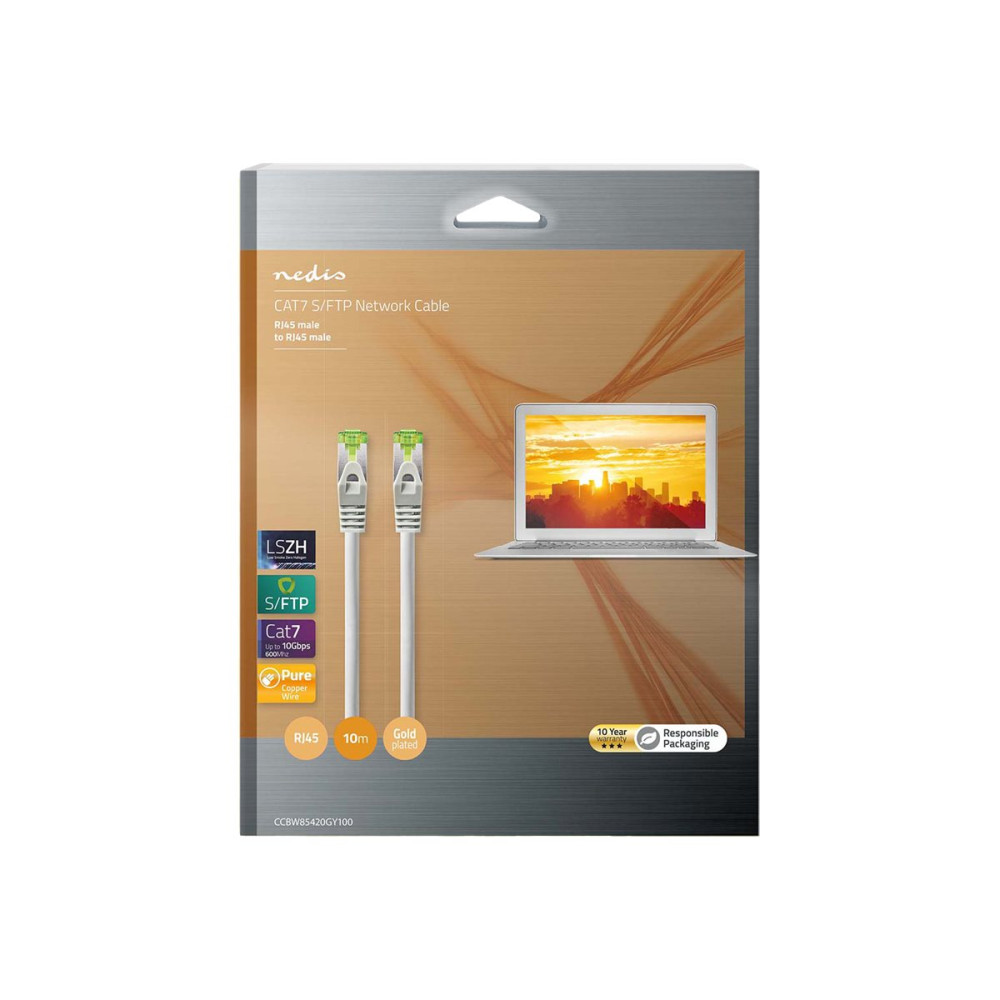 Produktbild för Nedis patch-kabel - 10 m - grå