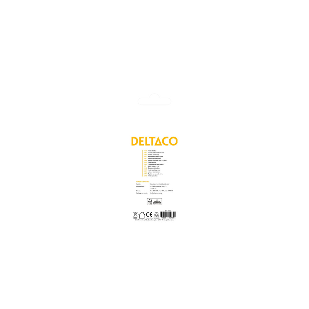 Produktbild för DELTACO GT-0303 - förlängningskabel för ström - power CEE 7/7 till power CEE 7/3 - 1.5 m