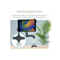 Produktbild för StarTech.com VESA Mount Adapter for Tablets 7.9 to 12.5in - Up to 2kg (4.4lb) - 75x75/100x100 VESA Patterns - Universal Anti-Theft Tablet VESA Mount Clamp - Secure Tablet Mount - Black monteringssats - för surfplatta - svart