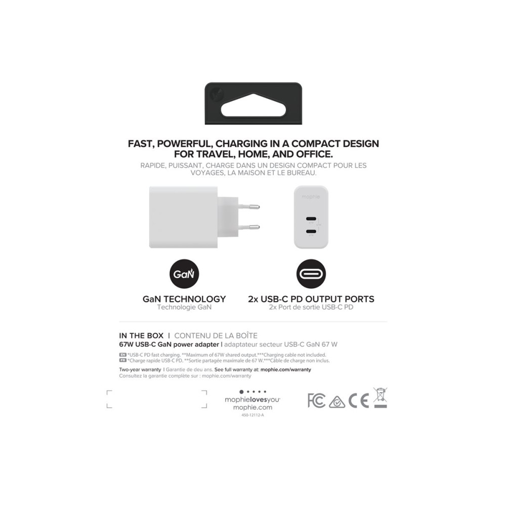Produktbild för mophie speedport 67 strömadapter - USB-C - 67 watt