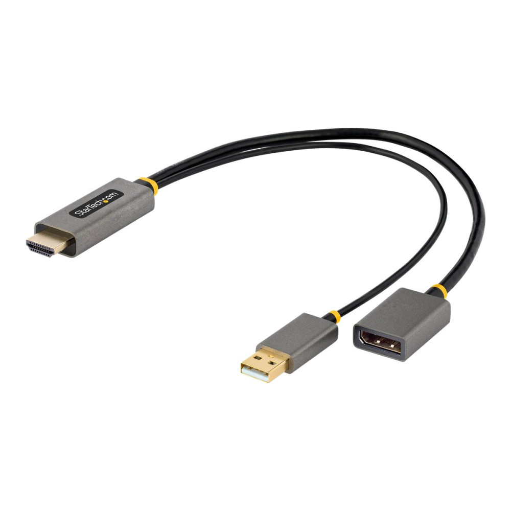 Produktbild för Startech 1ft (30cm) HDMI to DisplayPort Adapter, Active 4K 60Hz HDMI Source to DP Monitor Adapter Cable, USB Bus Powered, HDMI 2.0 to DisplayPort Converter for Laptops/PC - Supports HDR and Ultrawide Displays (128-HDMI-DISPLAYPORT) - adapterkabel - Displa