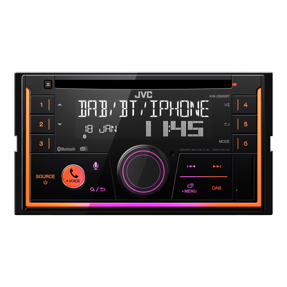 Produktbild för JVC KW-DB95BT - Bil - CD-mottagare - inbyggd enhet - Dubbel-DIN