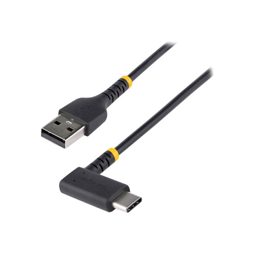 StarTech.com StarTech 1ft (30cm) USB A to C Charging Cable Right Angle, Heavy Duty Fast Charge USB-C Cable, USB 2.0 A to Type-C, Durable and Rugged Aramid Fiber, 3A, S20/iPad/Pixel - High Quality USB Charging Cord (R2ACR-30C-USB-CABLE) - USB typ C-kabel - USB till USB