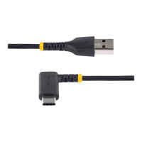 Produktbild för StarTech 1ft (30cm) USB A to C Charging Cable Right Angle, Heavy Duty Fast Charge USB-C Cable, USB 2.0 A to Type-C, Durable and Rugged Aramid Fiber, 3A, S20/iPad/Pixel - High Quality USB Charging Cord (R2ACR-30C-USB-CABLE) - USB typ C-kabel - USB till USB