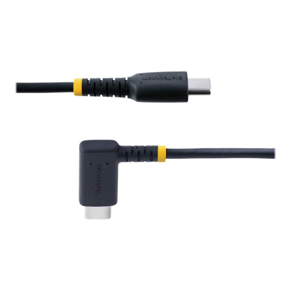 Produktbild för StarTech 6ft (2m) USB C Charging Cable Right Angle, 60W PD 3A, Heavy Duty Fast Charge USB-C Cable, USB 2.0 Type-C, Durable and Rugged Aramid Fiber, S20/iPad/Pixel - High Quality USB Charging Cord (R2CCR-2M-USB-CABLE) - USB typ C-kabel - USB-C till USB-C -