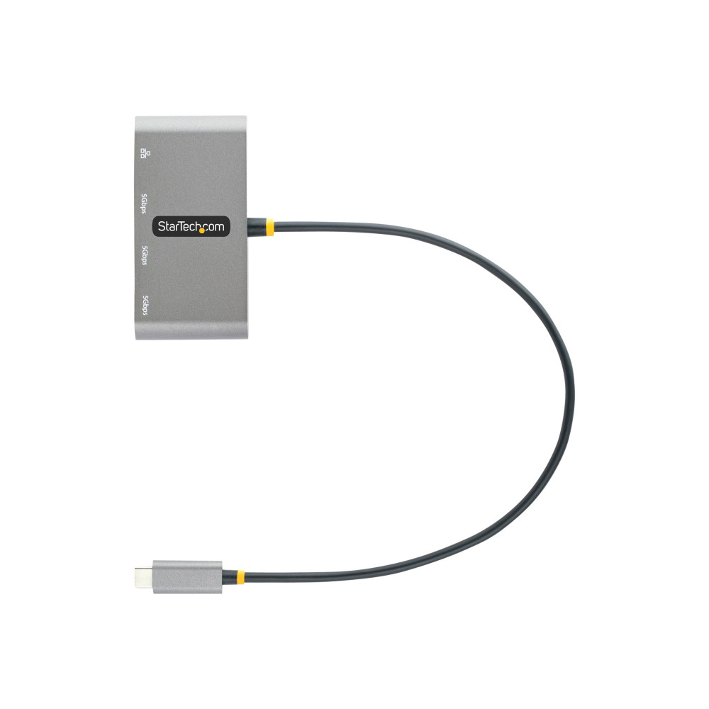 Produktbild för StarTech.com 3-Port USB-C Hub with Ethernet, 3x USB-A Ports, Gigabit Ethernet, USB 3.0 5Gbps, Bus-Powered, USB Type-C Hub w/ GbE and 1ft/30cm Long Cable, Portable USB-C to USB-A Laptop Hub - USB Expansion Hub (HB30C3A1GEA2) - hubb - 3 portar