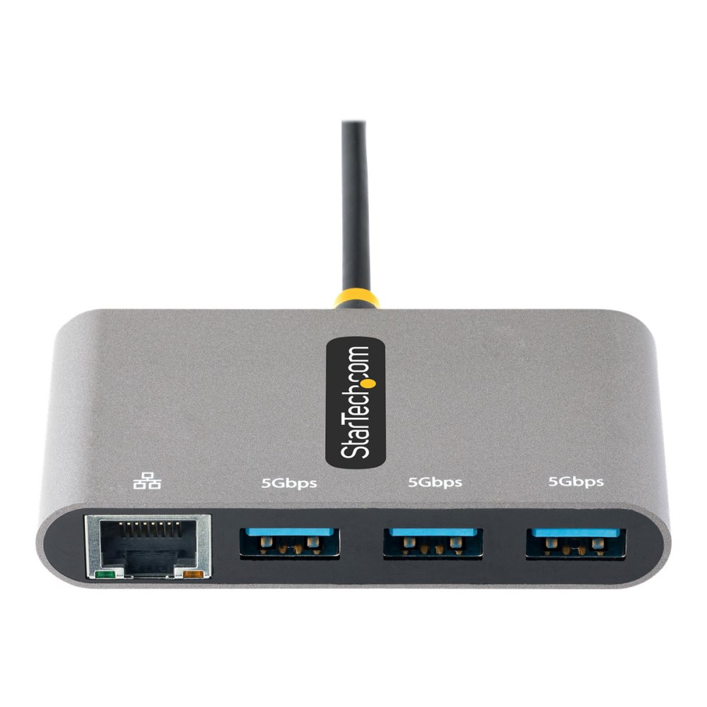 Produktbild för StarTech.com 3-Port USB-C Hub with Ethernet, 3x USB-A Ports, Gigabit Ethernet, USB 3.0 5Gbps, Bus-Powered, USB Type-C Hub w/ GbE and 1ft/30cm Long Cable, Portable USB-C to USB-A Laptop Hub - USB Expansion Hub (HB30C3A1GEA2) - hubb - 3 portar