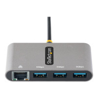 Produktbild för StarTech.com 3-Port USB-C Hub with Ethernet, 3x USB-A Ports, Gigabit Ethernet, USB 3.0 5Gbps, Bus-Powered, USB Type-C Hub w/ GbE and 1ft/30cm Long Cable, Portable USB-C to USB-A Laptop Hub - USB Expansion Hub (HB30C3A1GEA2) - hubb - 3 portar