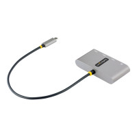 Produktbild för StarTech.com 3-Port USB-C Hub with Ethernet, 3x USB-A Ports, Gigabit Ethernet, USB 3.0 5Gbps, Bus-Powered, USB Type-C Hub w/ GbE and 1ft/30cm Long Cable, Portable USB-C to USB-A Laptop Hub - USB Expansion Hub (HB30C3A1GEA2) - hubb - 3 portar