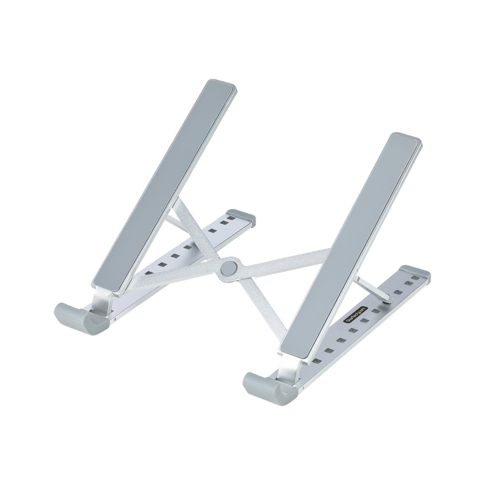 Produktbild för StarTech.com Foldable Laptop Riser Stand, Portable Height Adjustable Ergonomic Laptop Stand, Ventilated Aluminum Frame Supports 22lb (10Kg), Tilt/Raised/Angled Laptop/Tablet Stand, Collapsible Design - ställ för bärbar dator