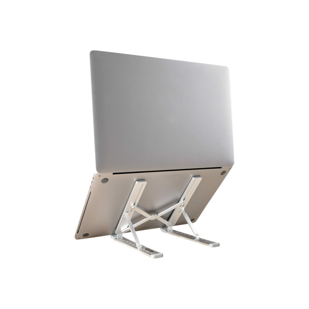Produktbild för StarTech.com Foldable Laptop Riser Stand, Portable Height Adjustable Ergonomic Laptop Stand, Ventilated Aluminum Frame Supports 22lb (10Kg), Tilt/Raised/Angled Laptop/Tablet Stand, Collapsible Design - ställ för bärbar dator