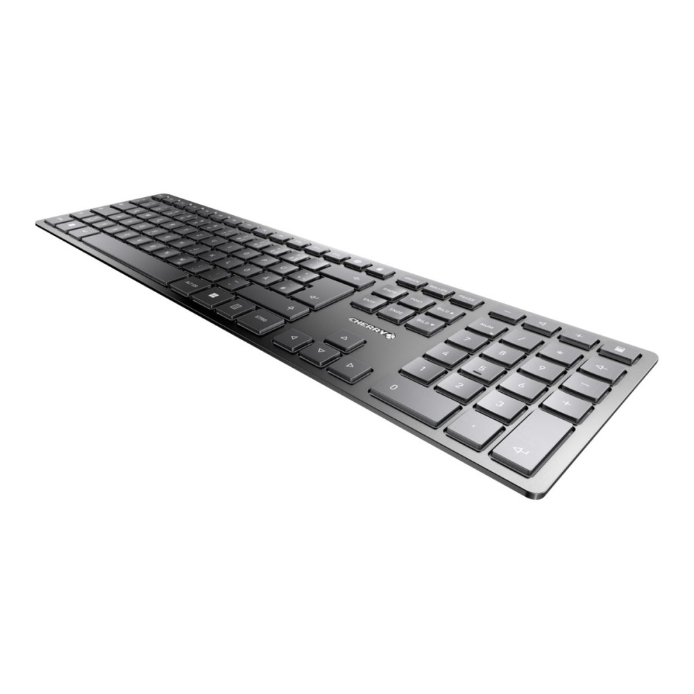 Produktbild för CHERRY KW 9100 SLIM - tangentbord - QWERTZ - tysk - svart, silver Inmatningsenhet