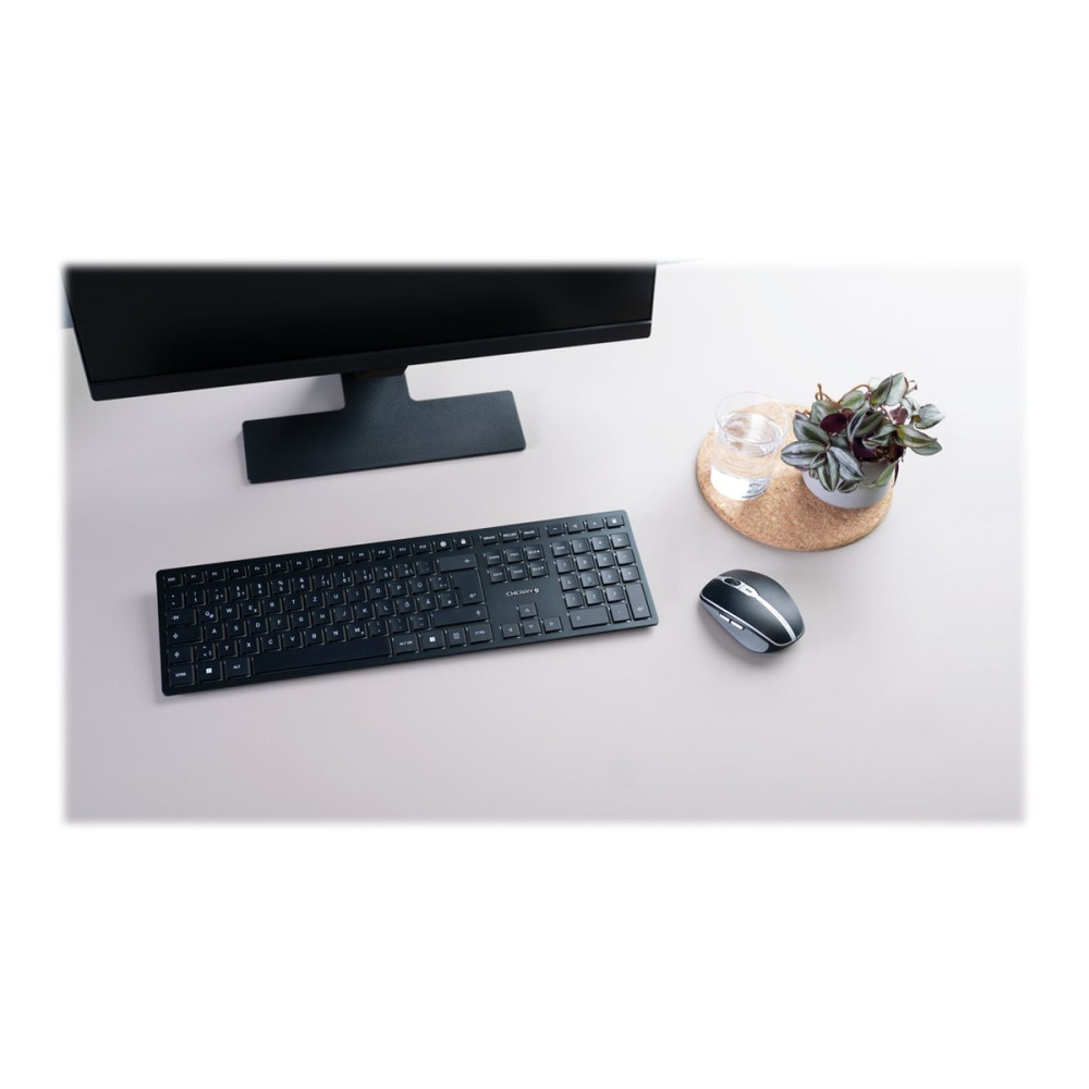 Produktbild för CHERRY KW 9100 SLIM - tangentbord - QWERTZ - tysk - svart, silver Inmatningsenhet