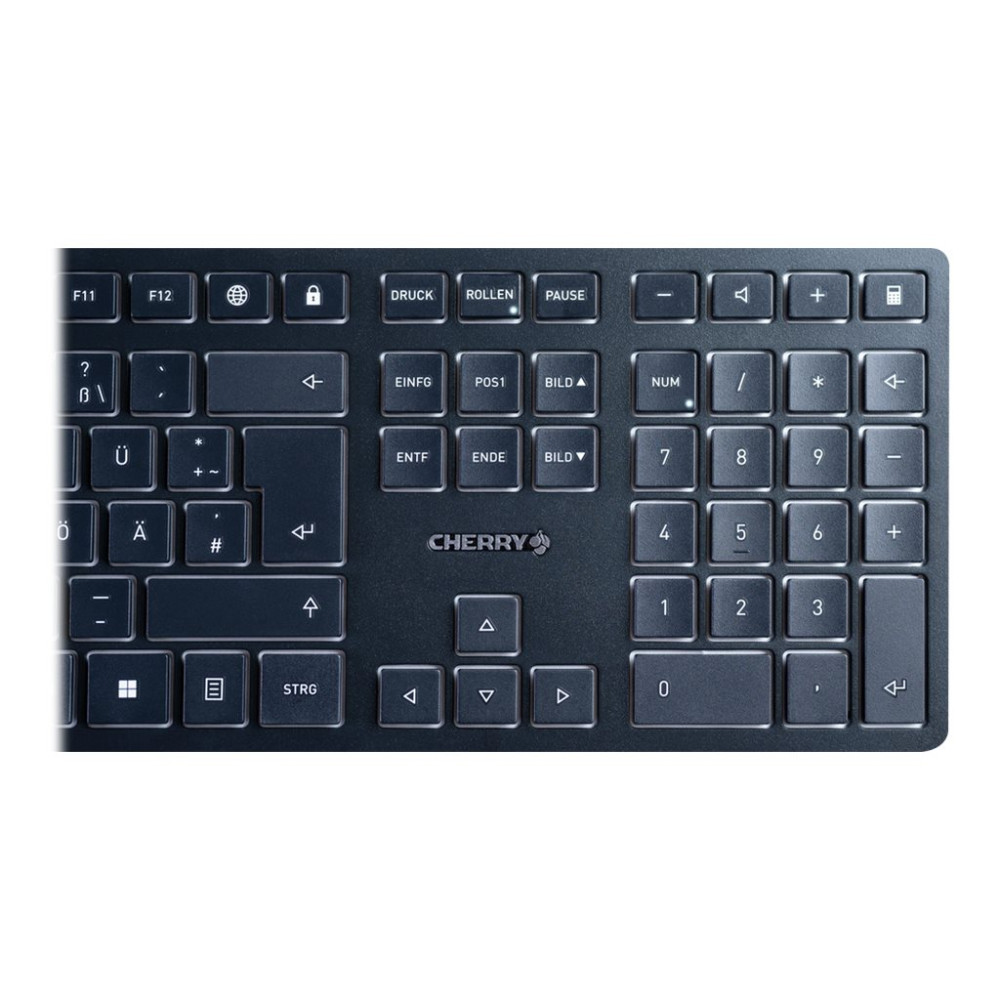 Produktbild för CHERRY KW 9100 SLIM - tangentbord - QWERTZ - tysk - svart, silver Inmatningsenhet