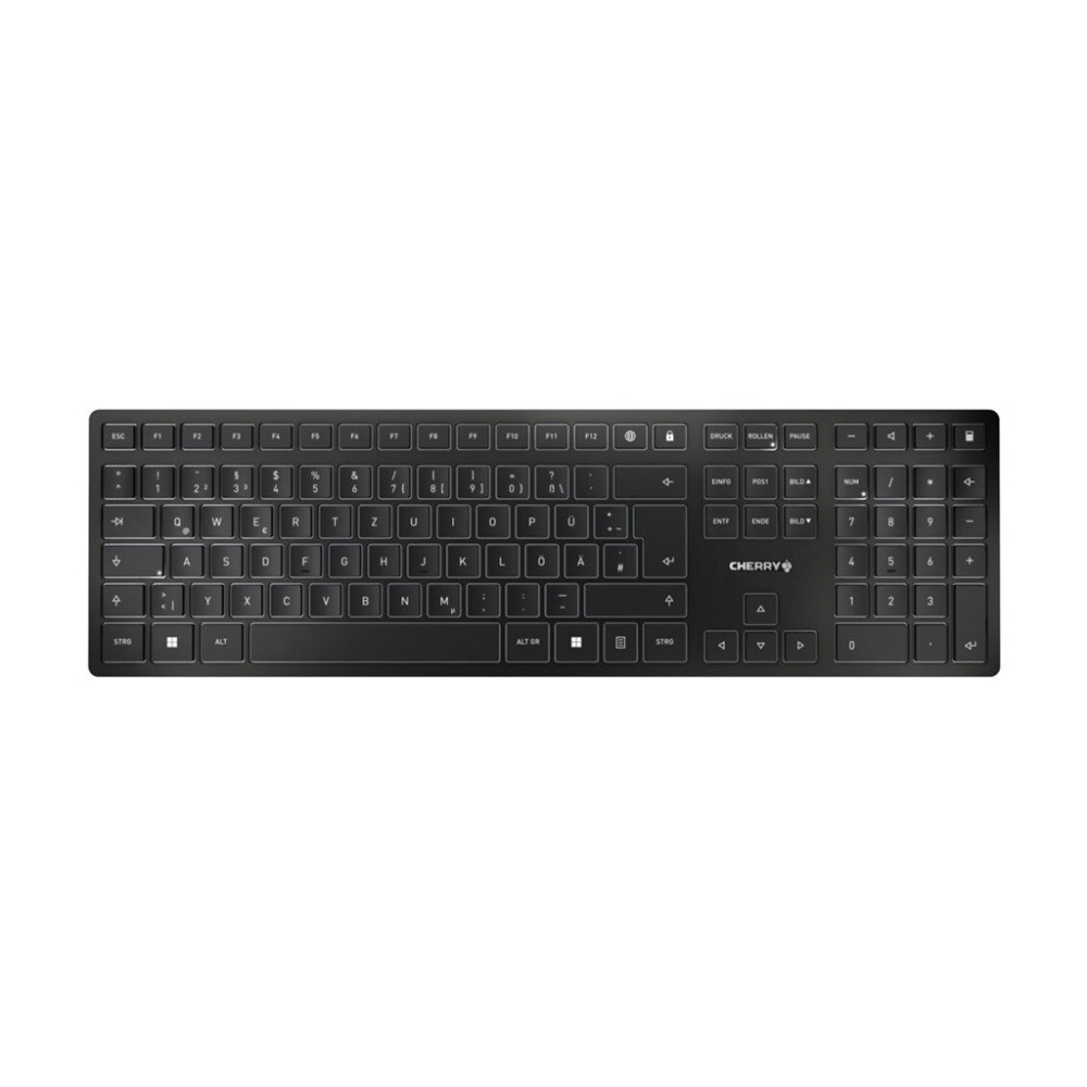 Produktbild för CHERRY KW 9100 SLIM - tangentbord - QWERTZ - tysk - svart, silver Inmatningsenhet
