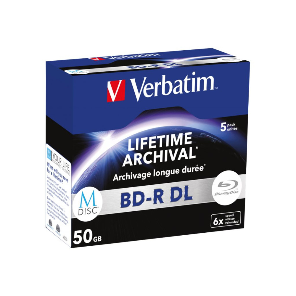 Produktbild för Verbatim M-Disc - BD-R DL x 5 - 50 GB - lagringsmedier