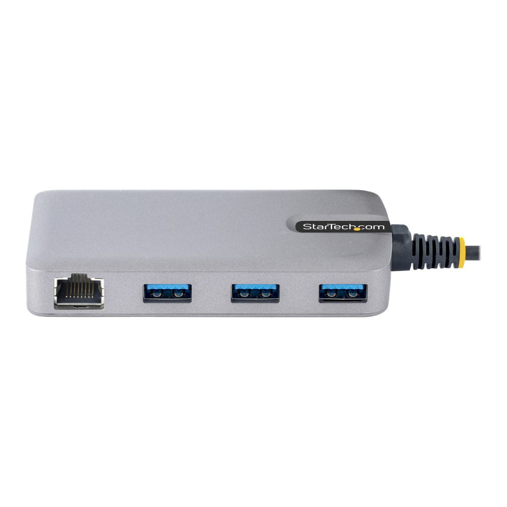 Produktbild för StarTech.com 3-Port USB-C Hub with Ethernet, 3x USB-A Ports, Gigabit Ethernet, USB 3.0 5Gbps, Bus-Powered, USB Type-C Hub w/GbE and 1ft/30cm Long Cable, Portable Laptop USB C Hub Adapter - USB Expansion Hub, RJ45 (5G3AGBB-USB-C-HUB) - hubb - 3 portar