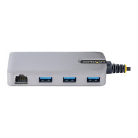 Produktbild för StarTech.com 3-Port USB-C Hub with Ethernet, 3x USB-A Ports, Gigabit Ethernet, USB 3.0 5Gbps, Bus-Powered, USB Type-C Hub w/GbE and 1ft/30cm Long Cable, Portable Laptop USB C Hub Adapter - USB Expansion Hub, RJ45 (5G3AGBB-USB-C-HUB) - hubb - 3 portar