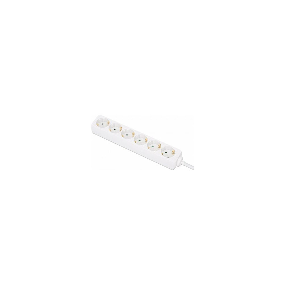 Produktbild för Manhattan Power Distribution Unit EU (2-pin), x6 gang/output, 2m cable, 16A, White, Extension Lead, PDU, Power Strip, Three Year Warranty - effektband - 3680 Watt