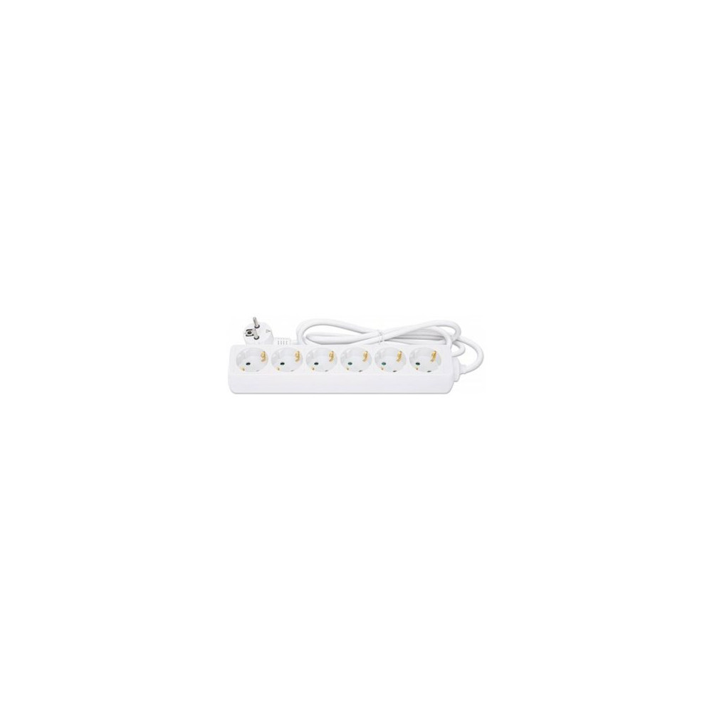 Produktbild för Manhattan Power Distribution Unit EU (2-pin), x6 gang/output, 2m cable, 16A, White, Extension Lead, PDU, Power Strip, Three Year Warranty - effektband - 3680 Watt