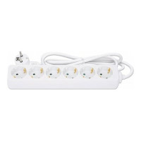 Produktbild för Manhattan Power Distribution Unit EU (2-pin), x6 gang/output, 2m cable, 16A, White, Extension Lead, PDU, Power Strip, Three Year Warranty - effektband - 3680 Watt
