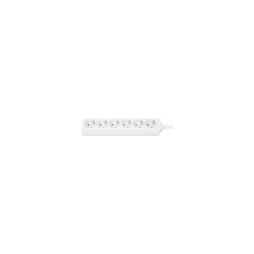 Produktbild för Manhattan Power Distribution Unit EU (2-pin), x6 gang/output, 2m cable, 16A, White, Extension Lead, PDU, Power Strip, Three Year Warranty - effektband - 3680 Watt
