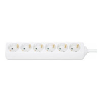 Produktbild för Manhattan Power Distribution Unit EU (2-pin), x6 gang/output, 2m cable, 16A, White, Extension Lead, PDU, Power Strip, Three Year Warranty - effektband - 3680 Watt