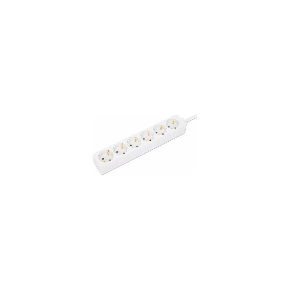 Produktbild för Manhattan Power Distribution Unit EU (2-pin), x6 gang/output, 2m cable, 16A, White, Extension Lead, PDU, Power Strip, Three Year Warranty - effektband - 3680 Watt