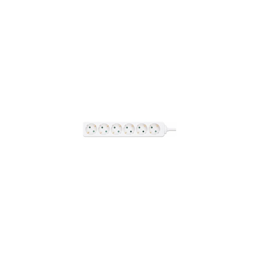 Produktbild för Manhattan Power Distribution Unit EU (2-pin), x6 gang/output, 2m cable, 16A, White, Extension Lead, PDU, Power Strip, Three Year Warranty - effektband - 3680 Watt